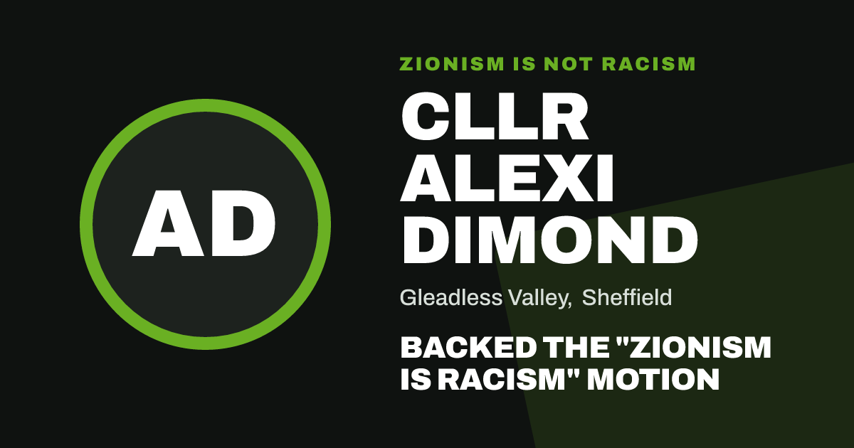 Share image: Cllr Alexi Dimond backed the "Zionism is Racism" motion