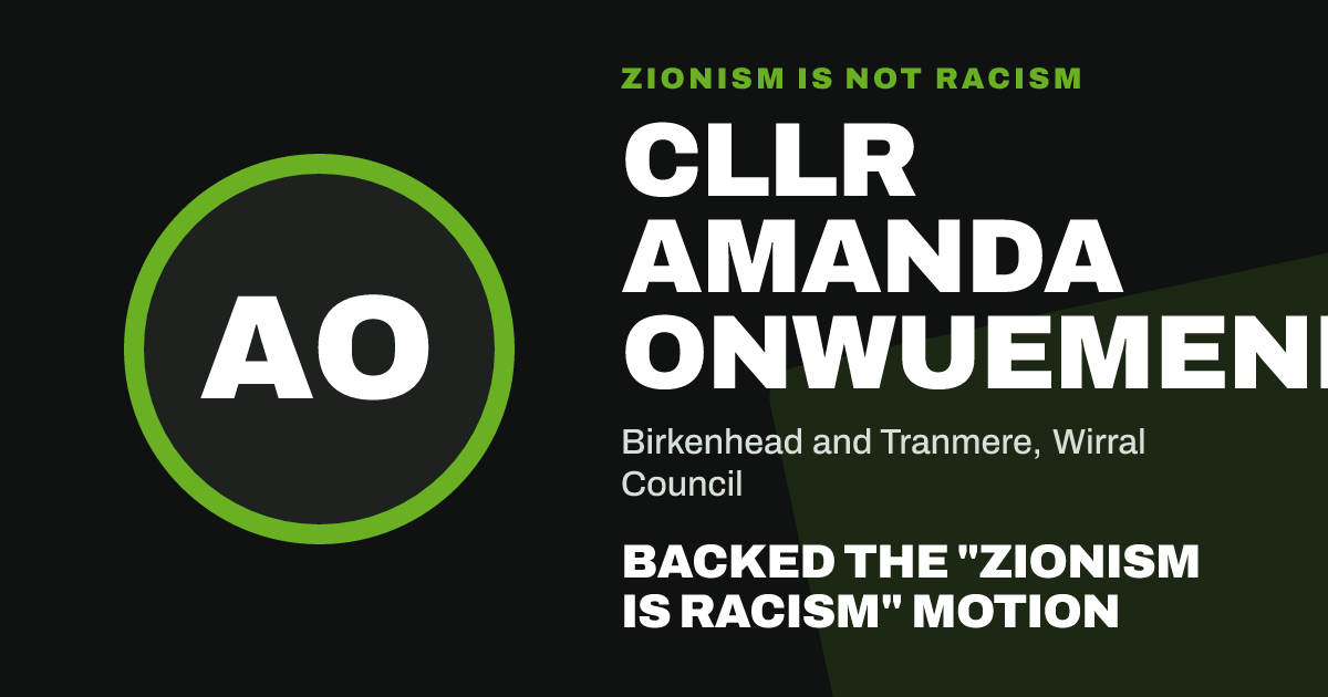 Share image: Cllr Amanda Onwuemene backed the "Zionism is Racism" motion