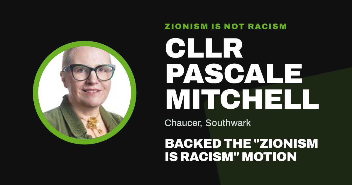 Share image: Cllr Pascale Mitchell backed the "Zionism is Racism" motion